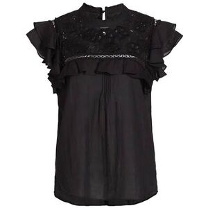 Veronica Beard Black Ruffled Blouse